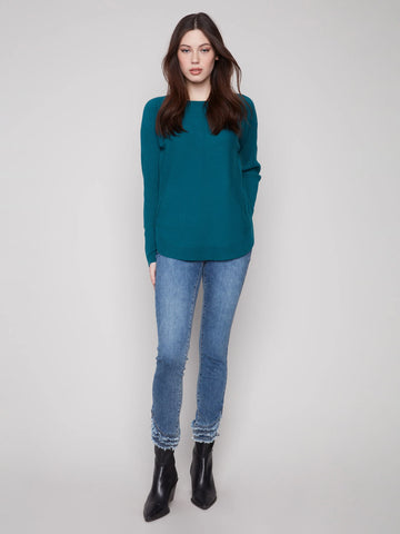Lace Up Cuff Knit Top